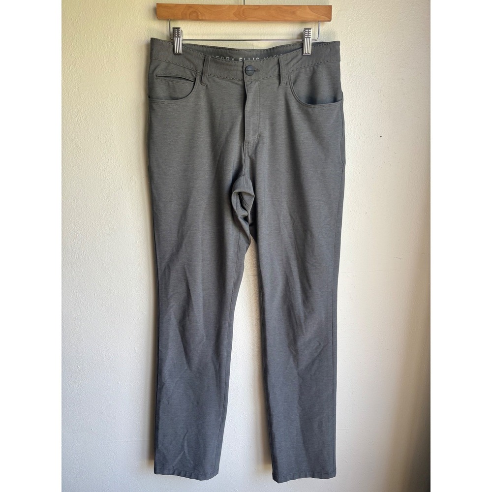 Perry Ellis Motion Mens Tech Pants Charcoal Grey Performance Stretch 30X32